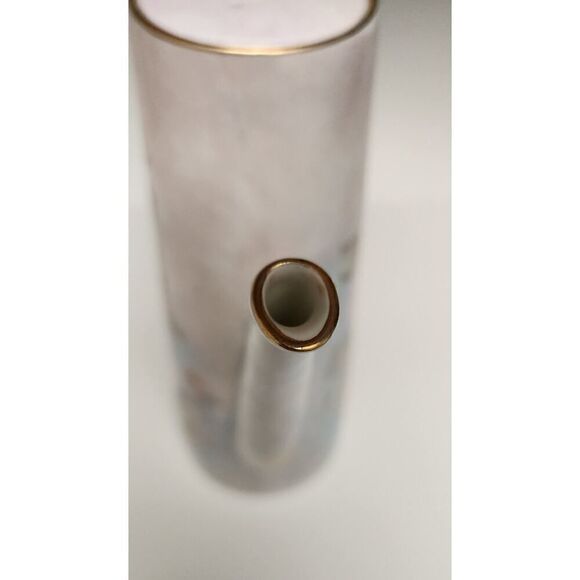 VINTAGE 1970s  HAND PAINTED COFFEE TEA POT, ROSES & GOLD - Picture 14 of 14